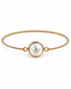 Perlen Armreif Gold, Perlenschmuck Damen, Vergoldeter Edelstahl Armreif, Schmuck Geschenk für Freundin, Geschenk für Frauen zum Geburtstag